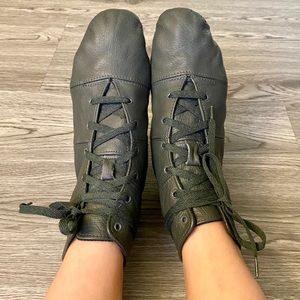 Leather Army Green Jazz Shoes Lace Up Size 7
